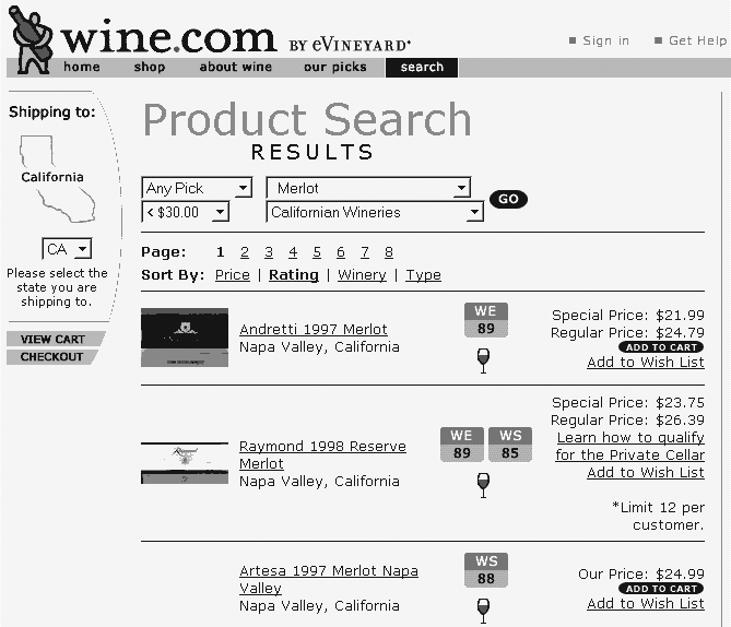 Flexible search and results display