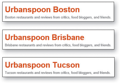 3 webpages with site ID "Urbanspoon Boston" are shown.