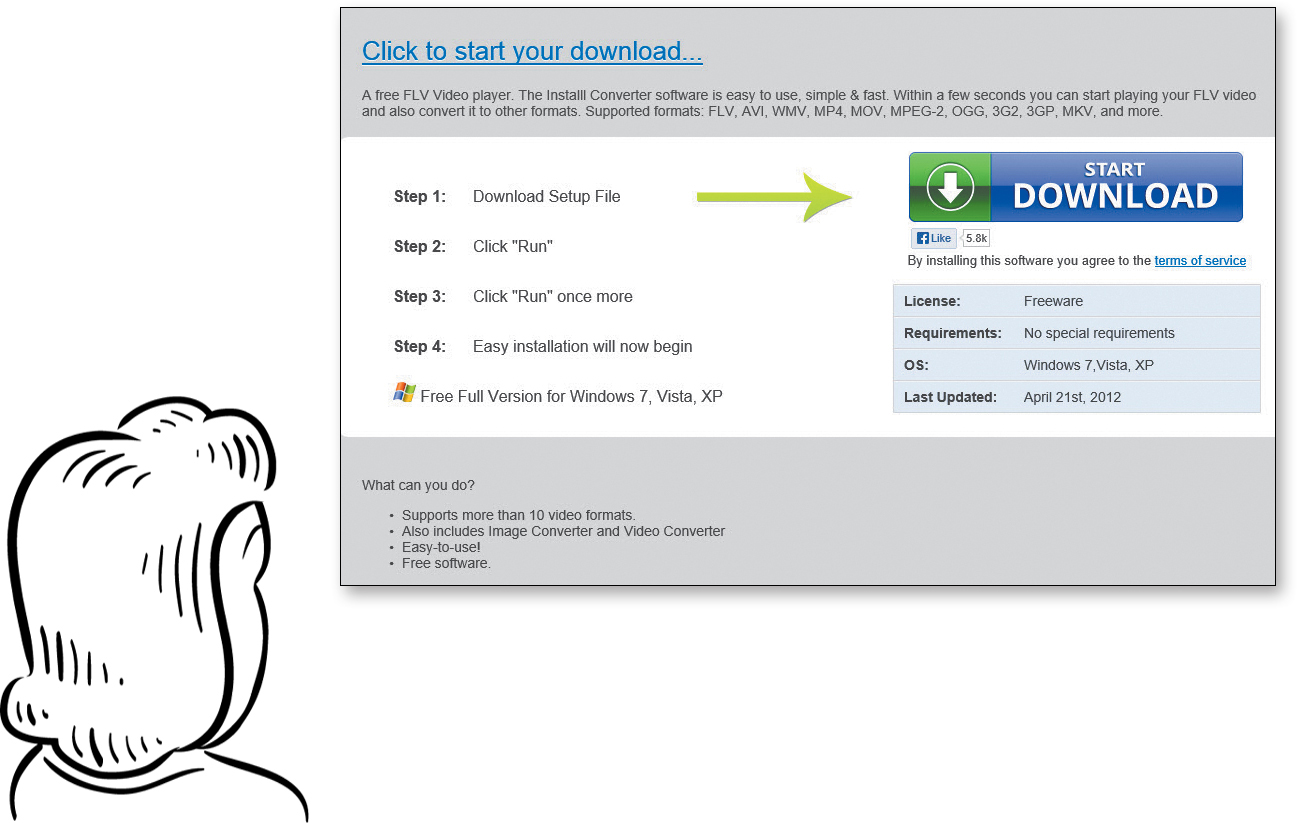 Screenshot of a page with a Start Download link not pertaining to the intended EPS viewer software is shown.