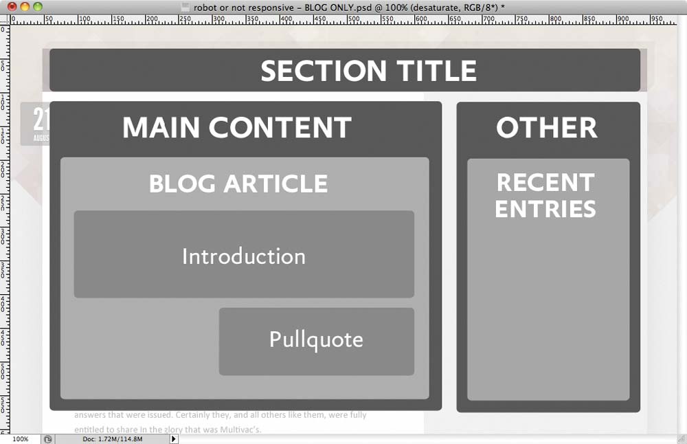 Mockup of the hierarchy and layout for       the content of the block