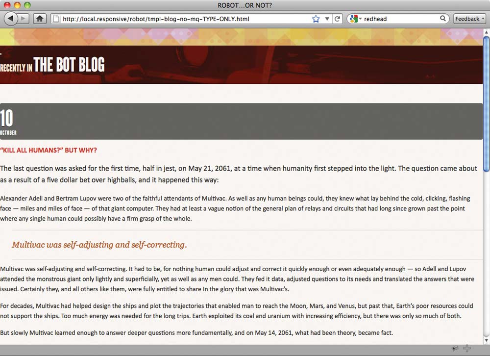 Screenshot of blog content without layout