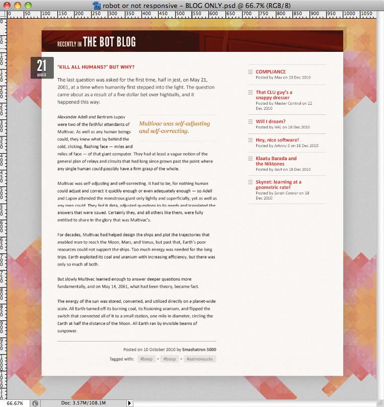 Mockup of the blog design