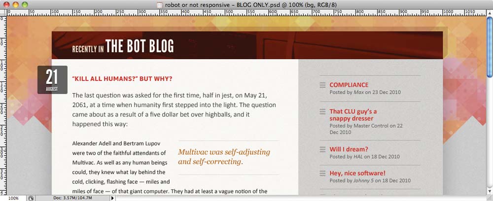 Screenshot of a blog showing a background image