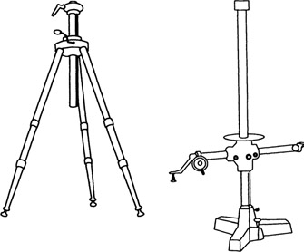 Figure 1.10 As alternative supports for view cameras, tripods offer the advantage of portability and lower cost, while studio stands offer greater stability and maximum height.