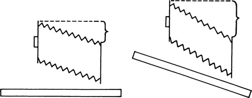 Figure 2-33 Lens displacement with front vertical shift (left) and increased displacement by tilting the bed up and using the front and back tilts (right).