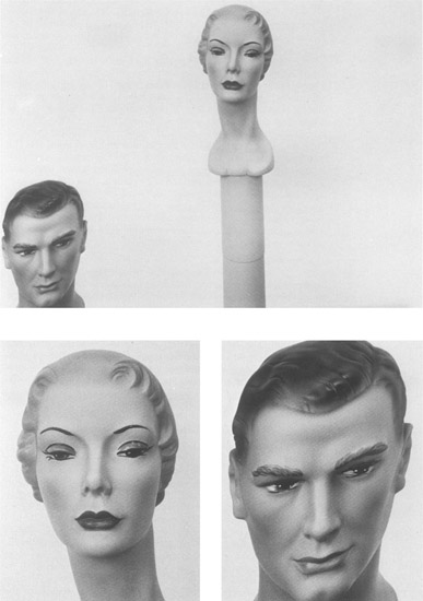 Figure 6-25 (Top) Photograph made with a 90-mm wide-angle lens on 4 × 5-in. film. The woman’s head was on the lens axis. (Bottom) Comparison enlargements of on-axis and off-axis images.