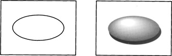 Figure 6-4 The three-dimensional attribute of objects can be represented in two-dimensional images with lighting that produces gradations of tone and shadows.