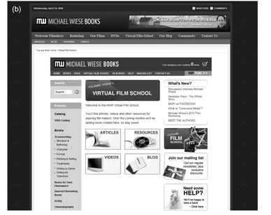 Figure 24-2 Michael Wiese Books’ website www.MWP.com offers tons of information regarding producing films; from budgeting, to film agreements, even pitching your movie and anything in between to help you get your production rolling.