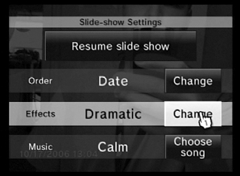 The Slide-Show Settings screen.