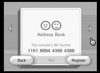 A unit’s Wii Number is displayed on the front of the Wii Address Book.