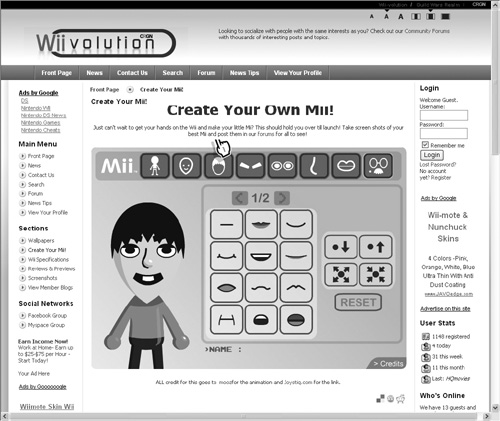 Wii-volution is a straight-up copy of the built-in Mii Editor on the Wii.