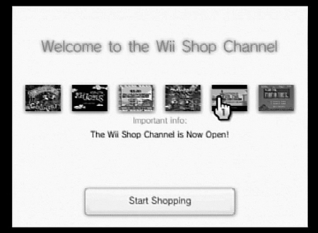 When you’re in the Wii Shop Channel, click Start Shopping.