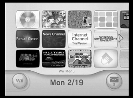 Each downloaded Virtual Console game shows up in the main Wii screen as its own channel.