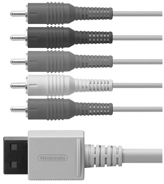 If you want to enjoy progressive-scan output, you need a Component AV cable with the video output spit into three jacks, like this one from Nintendo.