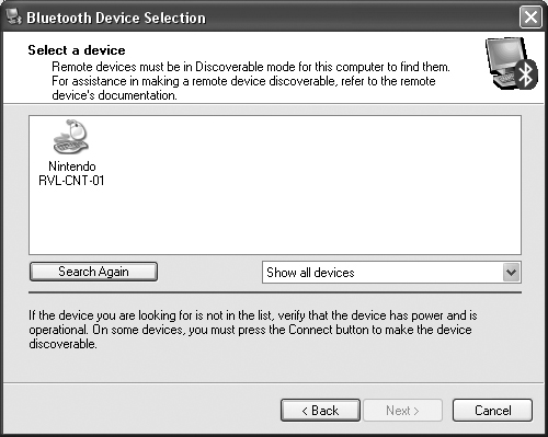 The Wii Remote shows up here as Nintendo RVL-CNT-01.