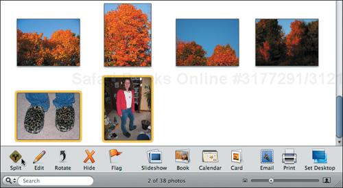 To split the selected photos into a new event, select some photos and click the Split button in the left corner of the toolbar.