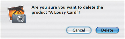 iPhoto prompts to make sure you want to delete the selected item. Click Delete if you do.