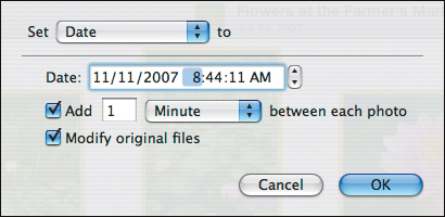 Use the Batch Change command to modify the dates of multiple photos at once.