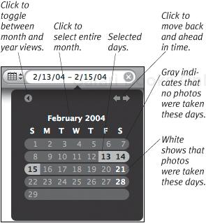 Here, in month view, I’ve searched for photos taken over Valentine’s Day weekend in 2004.