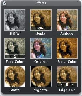iPhoto’s Effects panel enables you to apply a wide variety of effects to your photos.