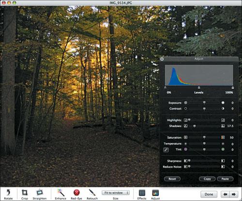 By dragging the Shadows slider to the right, I can lighten up the too-dark areas without touching the bright sections.