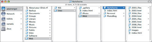 Your iDisk stores any pictures you upload via iWeb or iPhoto’s .Mac Slides feature.