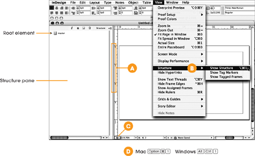 The Structure pane opens automatically when you import the XML file. InDesign gives you four more methods to open the pane.