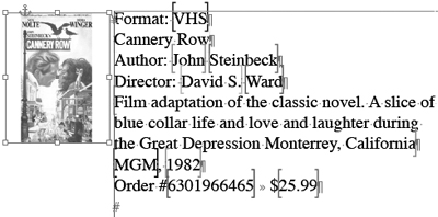 The product data structure is identical to the other sections except that you add the first and last name of the movie’s director along with the author’s name.