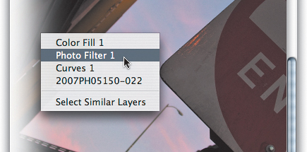 Context menu for the Move tool, displaying available layers under the cursor