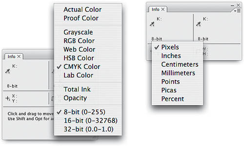 Color and units display options
