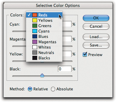 Selective Color Options