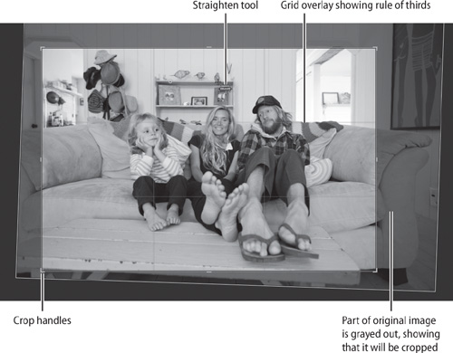 The grid overlay is a powerful evaluative tool to determine what crop works best. If you find the overlay distracting, you can turn it off by choosing View > Tool Overlay > Never Show.