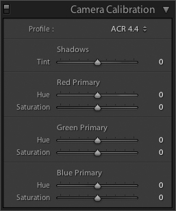 The Camera Calibration panel provides specialized controls to help specify how your camera works with color.