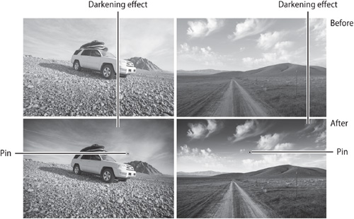 The best way to understand how the Graduated Filter tool works is to look at the final results. Here the sky becomes darker near the tops of the images.