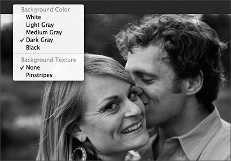 To change the background color and texture, press Control + click on the background in the Loupe View.