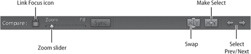 Click the icons in the toolbar to Link/Unlink Focus, to Zoom, to swap. Select and Candidate, to Make Select, and to Select the previous or next images.