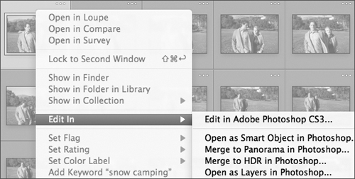 While you are in the Library module Grid View, Control-Click on multiple images in order to view the editing options.