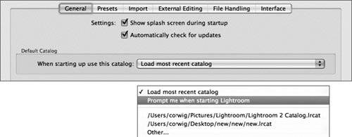 You can change the default catalog in Preferences under the General tab.