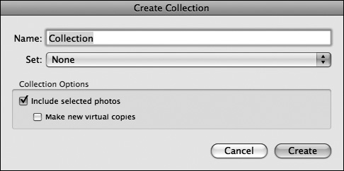 Use the Create Collection dialog to define the collection.