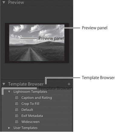 When working with Slideshow templates, be sure to open the Template Browser and Preview panel in order to expedite the selection of a template.