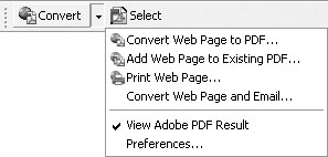 The Internet Explorer PDFMaker includes several ways to create PDF files.