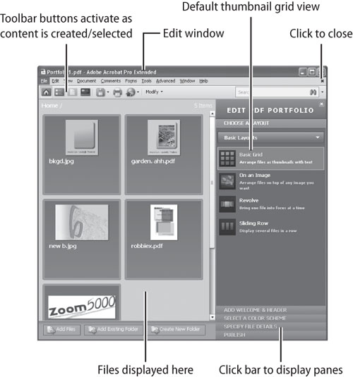 The selected files are listed in the Portfolio Edit window.