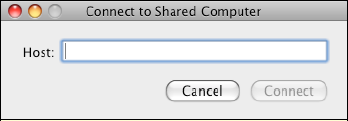 Enter the host name or IP address to connect directly with a remote machine with Screen Sharing turned on.