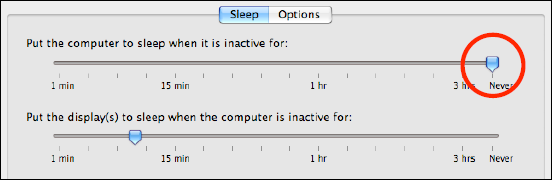 Set Put the Computer to Sleep to Never in order to access the machine remotely whenever you choose.