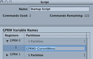 Renaming GPRM 0 in the Script Inspector.