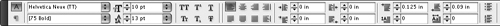 When text is selected, the Control panel displays either character or paragraph options. The character options allow you to choose a font, size, leading, and other formats for selected characters.