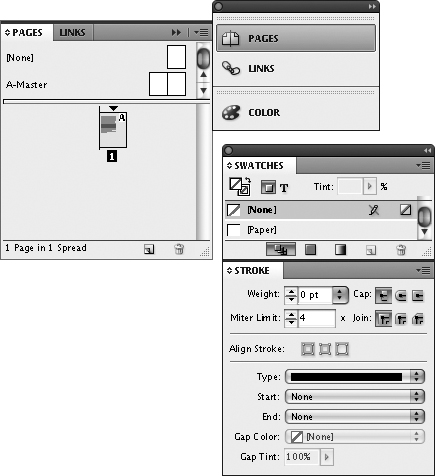 The dock displays icons for open panels. Clicking an icon expands that panel’s group (here, the Info panel’s group is expanded). The Table panel’s group was pulled off the dock as a stand-alone panel group.