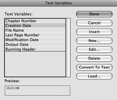 Use the Text Variables dialog box to customize the default text variables and create new ones.