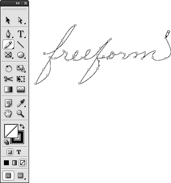 The Pencil tool lets you draw freeform lines. This example was created using a graphics tablet, which is easier to use than a mouse for creating freeform shapes.
