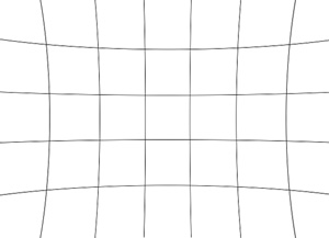 A grid showing pincushion distortion.